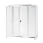 Armoire-penderie Kyle à 4 portes en bois massif 100 % Palace Imports, avec portes en bois massif ou miroir