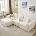 Canapé moderne 108, canapé 3 places rembourré en forme de L avec oreillers, canapé à assise profonde, aucun assemblage requis