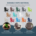 Chaise Adirondack pliante d'extérieur tout temps Polytrends Laguna résistante à la décoloration pour patio