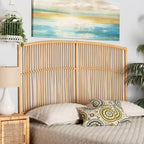 Tête de lit murale Malvina en rotin naturel, style bohème moderne - Grand lit