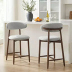 Lot de 2/4/6 tabourets de bar rembourrés Ora Maison à hauteur de comptoir avec tissu et finition noyer