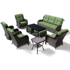 Ensemble de salon d'extérieur haut de gamme UPTIOT avec canapé, fauteuils pivotants et ottoman pour un confort et un style optimaux