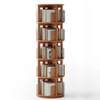 Bibliothèque verticale étroite rotative en bois