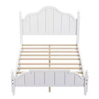 Cadre de lit plateforme Queen vintage - Pin massif, tête de lit en MDF, pas besoin de sommier
