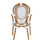 Lot de 4 chaises bistrot Lourdes Thonet empilables avec accoudoirs, en rotin PE et cadre en aluminium, pour l'intérieur et l'extérieur, de la marque Flash Furniture