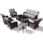 Ensemble de salon d'extérieur haut de gamme UPTIOT avec canapé, fauteuils pivotants et ottoman pour un confort et un style optimaux