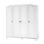 Armoire-penderie Kyle à 4 portes en bois massif 100 % Palace Imports, avec portes en bois massif ou miroir