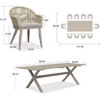 Ensemble de salle à manger d'extérieur PURPLE LEAF avec table à manger en aluminium et chaises en rotin tressé