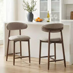 Lot de 2/4/6 tabourets de bar rembourrés Ora Maison à hauteur de comptoir avec tissu et finition noyer