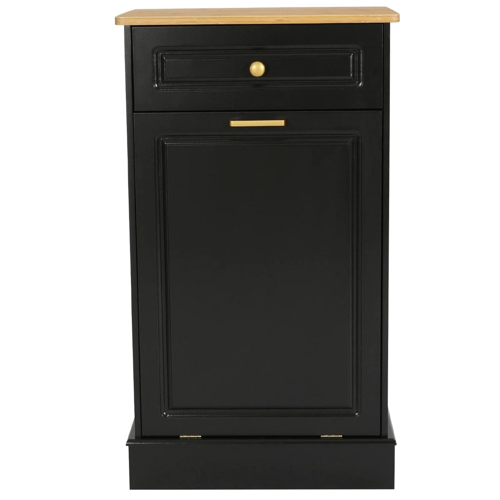 Meuble de Rangement en Bois pour Poubelle de Cuisine avec Dessus de Comptoir et Tiroir
