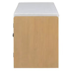 Banc de rangement rustique en bois Whisen, banc à chaussures d'entrée avec coussin amovible, étagères réglables