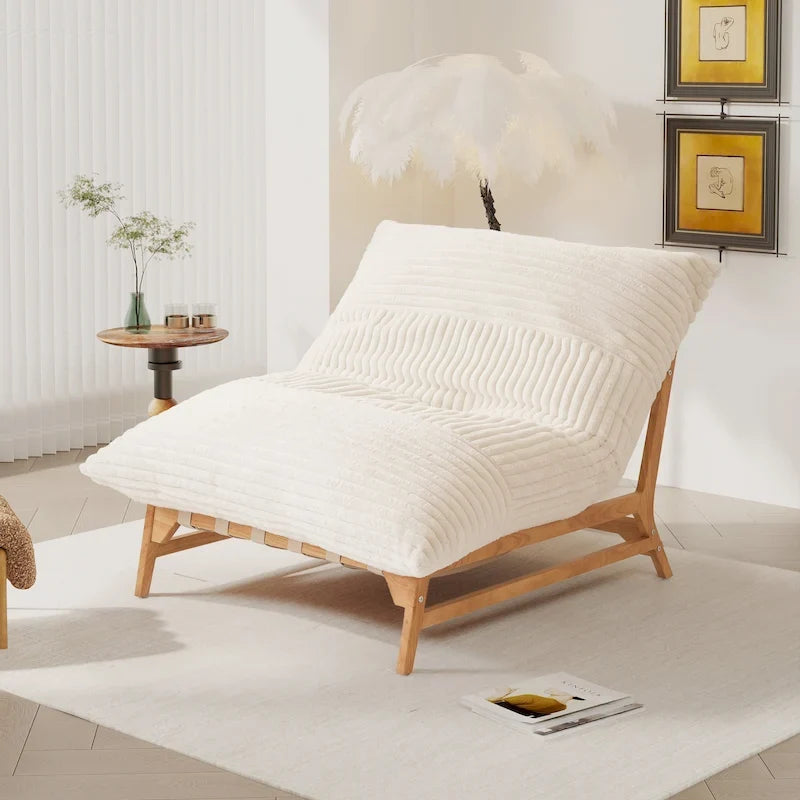 Fauteuil poire grand format, fauteuil poire moelleux avec cadre en bois massif, chaise longue confortable avec rembourrage en duvet