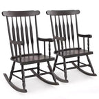 Costway Lot de 2 chaises à bascule en bois, finition brillante, blanc/café