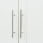 Armoire de rangement en bois blanc avec portes, tiroirs et tringle à vêtements