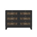 Commode en bois de style rustique/ferme avec 6 tiroirs, Armoire de rangement pour chambre avec poignées en métal