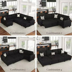 Belffin Pouf en Velours Côtelé avec Rangement, Pouf pour Canapé Modulaire Sectionnel