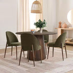 Ensemble de salle à manger rond 5 pièces, table à pied central de 46 po ton noyer et chaises rembourrées sans accoudoirs, pour coins-repas-Panipeachy