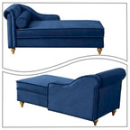 Fauteuil méridienne de rangement élégant français en velours avec coussin