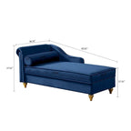 Fauteuil méridienne de rangement élégant français en velours avec coussin