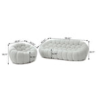 2 PIÈCES Canapé bulle rembourré en tissu nid d’abeille 3D, canapé bulle 3 places et fauteuil individuel pour salon
