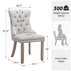 Lot de 6 chaises de salle à manger rembourrées et capitonnées en velours avec pieds en bois massif