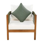 Christopher Knight Home Fauteuil club de patio Clifton en acacia rustique et corde, rembourré avec dossier incurvé