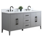 Meuble-lavabo de salle de bain Vanity Art 72 po à double vasque avec dessus en marbre reconstitué