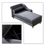 Fauteuil méridienne de rangement élégant français en velours avec coussin