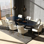 SEYNAR Lot de 8 chaises de salle à manger modernes en velours glamour, chaise de coiffeuse capitonnée pour salon (sans table)