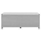 Banc de rangement rustique en bois Whisen, banc à chaussures d'entrée avec coussin amovible, étagères réglables