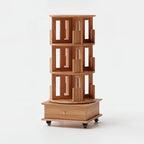 Bibliothèque verticale étroite rotative en bois