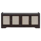 Banc de rangement rustique en bois Whisen, banc à chaussures d'entrée avec coussin amovible, étagères réglables