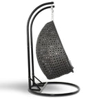 LeisureMod Fauteuil suspendu œuf 2 places avec support - Balançoire / hamac de patio en rotin osier pour extérieur/intérieur avec coussins