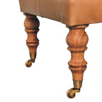 Repose-pieds Artisan Furniture en cuir de buffle tanné, avec roulettes