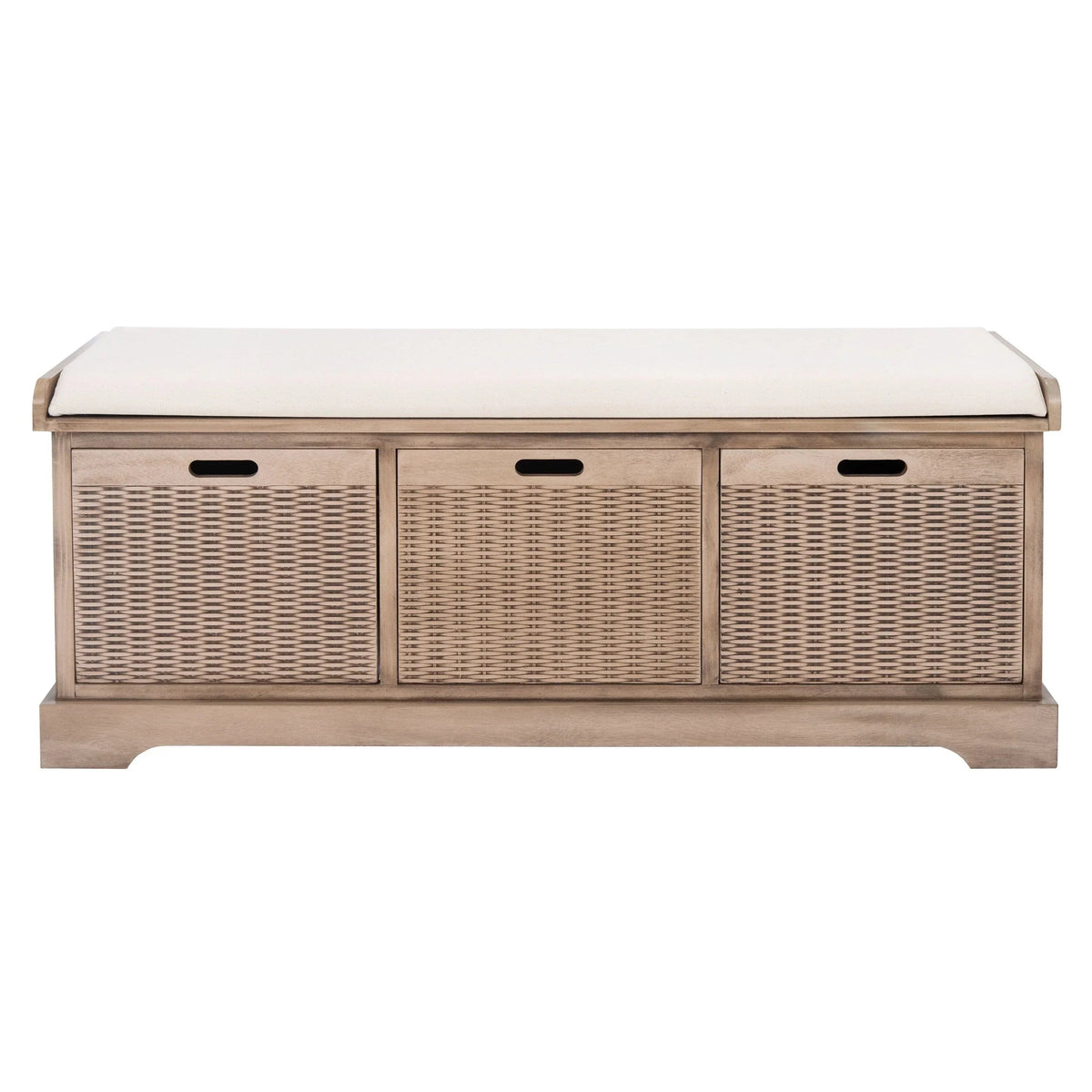 Banc de rangement SAFAVIEH Fiorello avec coussin et 3 tiroirs - 47,3 L x 15 P x 19 H - 47 L x 15 P x 19 H