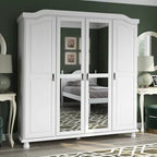 Armoire-penderie Kyle à 4 portes en bois massif 100 % Palace Imports, avec portes en bois massif ou miroir