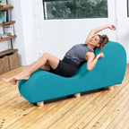 Fauteuil inclinable Avana pour l'étirement et la relaxation, pieds en bois d'hévéa, similicuir - Gris sous-marin