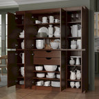 Buffet de cuisine en bois massif 100 % fabriqué en Chine avec portes en verre ou en bois massif et kit de 2 tiroirs 65 x 71,5