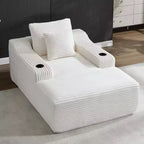 Chaise longue de 170 cm, canapé-lit d'intérieur avec 2 coussins, canapé monoplace sans structure pour salon, aucun assemblage requis