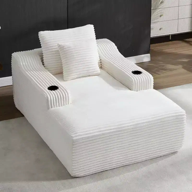 Chaise longue de 170 cm, canapé-lit d'intérieur avec 2 coussins, canapé monoplace sans structure pour salon, aucun assemblage requis
