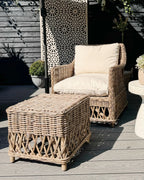 Fauteuil de jardin avec repose-pieds Rotin Naturel