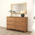 Commode de ferme en bois massif à 6 tiroirs