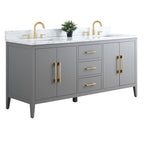 Meuble-lavabo de salle de bain Vanity Art 72 po à double vasque avec dessus en marbre reconstitué