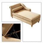 Fauteuil méridienne de rangement élégant français en velours avec coussin
