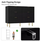 Commode 6 tiroirs COZONY avec design cannelé, Armoire de rangement moderne en bois, Grande commode pour chambre, salon, entrée