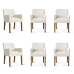 Lot de 6 chaises de salle à manger capitonnées avec accoudoirs, fauteuils modernes en lin avec pieds en bois, chaises d'appoint pour salle à manger, salon – Panipeachy