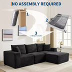 Canapé moderne 108, canapé 3 places rembourré en forme de L avec oreillers, canapé à assise profonde, aucun assemblage requis