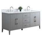 Meuble-lavabo de salle de bain Vanity Art 72 po à double vasque avec dessus en marbre reconstitué
