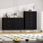 Commode 6 tiroirs COZONY avec design cannelé, Armoire de rangement moderne en bois, Grande commode pour chambre, salon, entrée