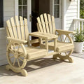 Banc de patio GDFStudio Sydel Wagon Wheel avec table centrale et compartiment de rangement